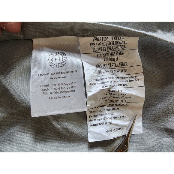 HOME EXPRESSIONS Light Blue Silver Shine Lightweight STANDARD Pillow Shams set/2 - Picture 8 of 12